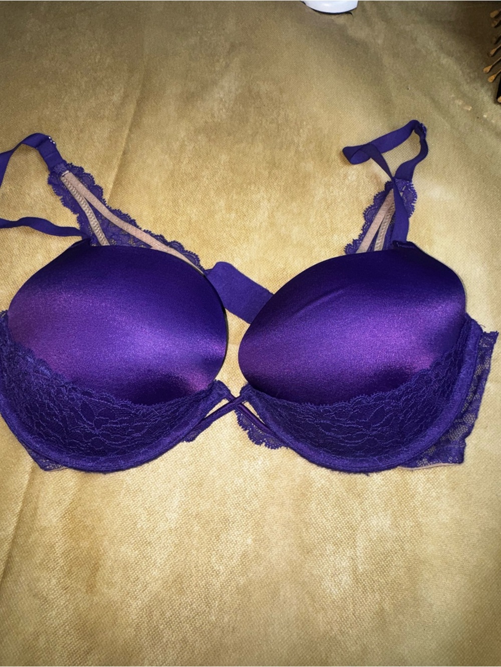 Victoria's Secret Satin & Lace Push-Up Bra in Deep Purple